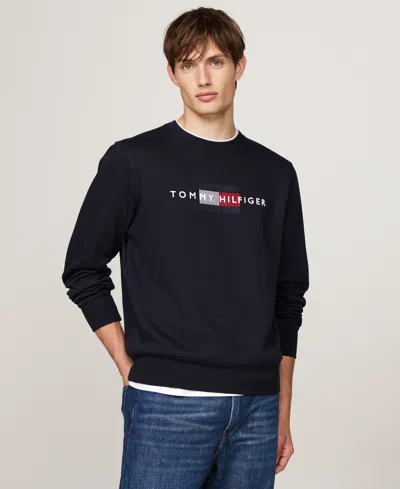 Tommy Hilfiger Men's Embroidered Logo Crewneck Sweatshirt In Desert Sky