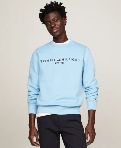 Tommy Hilfiger Men's Embroidered Logo Fleece Sweatshirt In Sleepy Blu