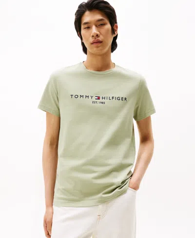 Tommy Hilfiger Men's Embroidered Logo Slim-fit Crewneck T-shirt In Green