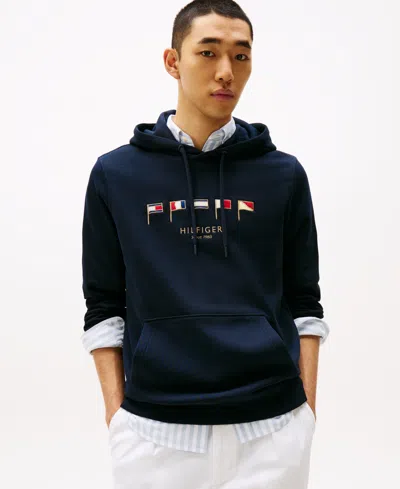 Tommy Hilfiger Men's Embroidered Nautical Flag Sweatshirt In Desert Sky 654 920