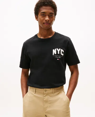 TOMMY HILFIGER MEN'S EMBROIDERED NYC LOGO T-SHIRT