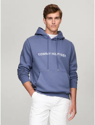 Tommy Hilfiger Men's Embroidered Tommy Icon Logo Hoodie In Faded Indigo
