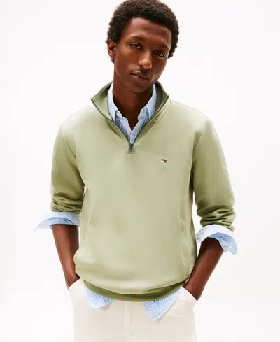 Tommy Hilfiger Men's Essential Intechno Knit Regular-fit 1/4-zip Sweatshirt In Green