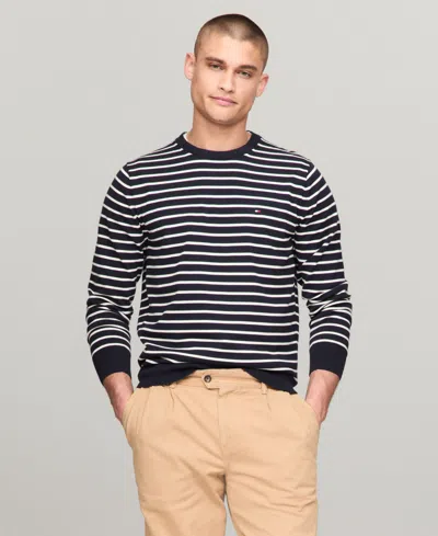 Tommy Hilfiger Men's Essential Solid Crew Neck Sweater In Desert Sky,ivory