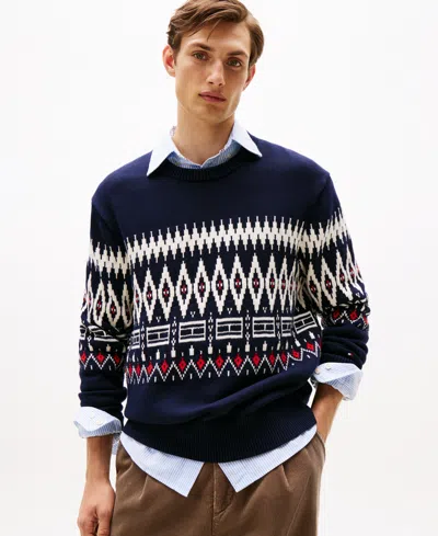 Tommy Hilfiger Fairisle Wool Sweater In Blue
