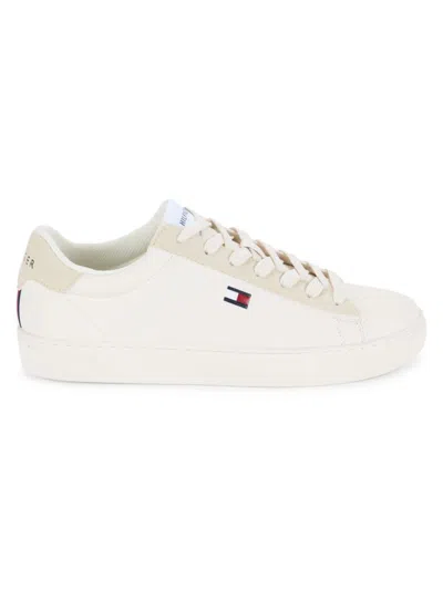Tommy Hilfiger Men's Faux Leather Low Top Sneakers In White