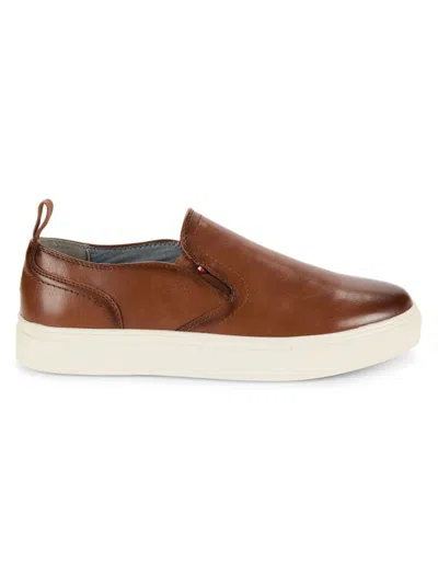 Tommy Hilfiger Men's Faux Leather Slip On Sneakers In Medium Brown