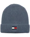 Tommy Hilfiger Men's Fisherman Ribbed-knit Logo Beanie In Faded Indigo