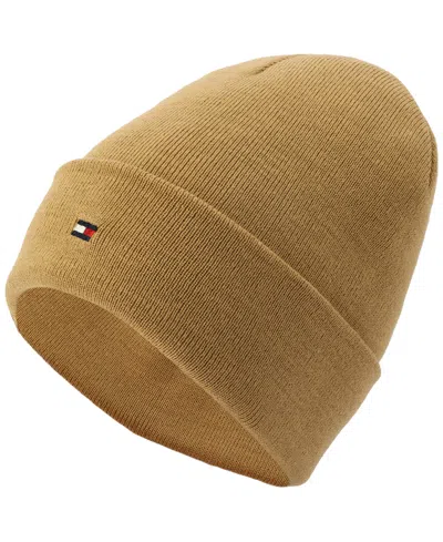 Tommy Hilfiger Men's Flag Embroidery Double Cuff Beanie In Classic Kh