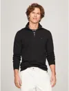 Tommy Hilfiger Essential Cotton Mens Half Zip Mock Sweatshirt In Black