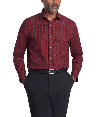 Tommy Hilfiger Regular Fit Plaid Thflex Dress Shirt In Burgundy