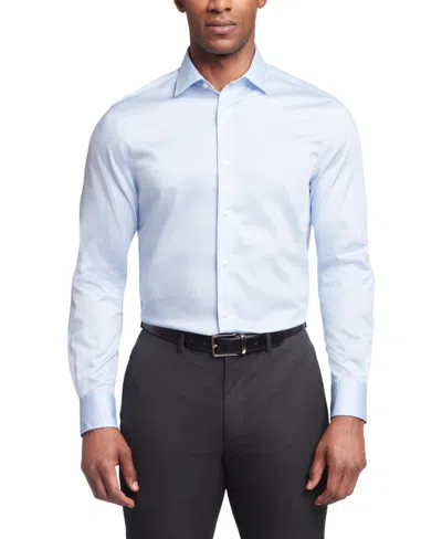 Tommy Hilfiger Men's Flex Regular Fit Wrinkle Free Stretch Twill Dress Shirt In The Light Blue