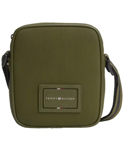 Tommy Hilfiger Hilfiger Logo Textured Mini Reporter Bag In Green