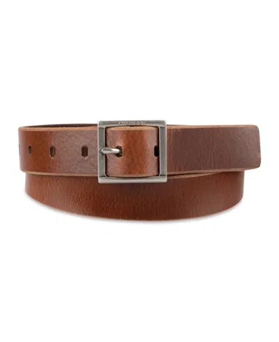 Tommy Hilfiger Men's Genuine Leather Center Bar Buckle Casual Belt In Brown