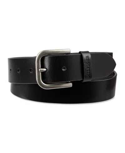 Tommy Hilfiger Men's Genuine Leather Raw Edge Casual Jean Belt In Black