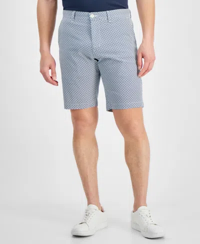 Tommy Hilfiger Men's Geometric-print Twill Shorts In Optic Whit