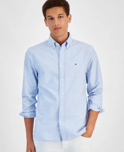 Tommy Hilfiger Men's Gingham Long Sleeve Button-down Oxford Shirt In Cloudy Blue,check