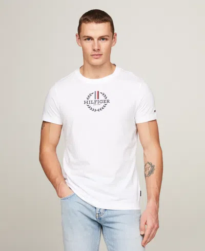 Tommy Hilfiger Men's Global Stripe Wreath Short Sleeve Crewneck T-shirt In White