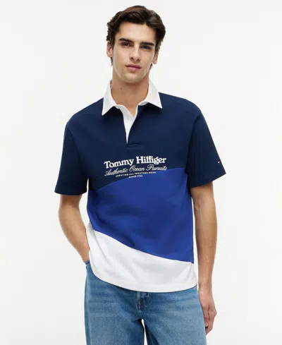Tommy Hilfiger Colour Block Preppy Polo Shirt In Blue