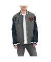 Tommy Hilfiger Men's Heather Gray/navy Chicago Bears Gunner Full-zip Varsity Jacket In Gray