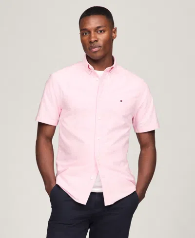 Tommy Hilfiger Heritage Oxford Shot Sleeve Mens Shirt In Pink