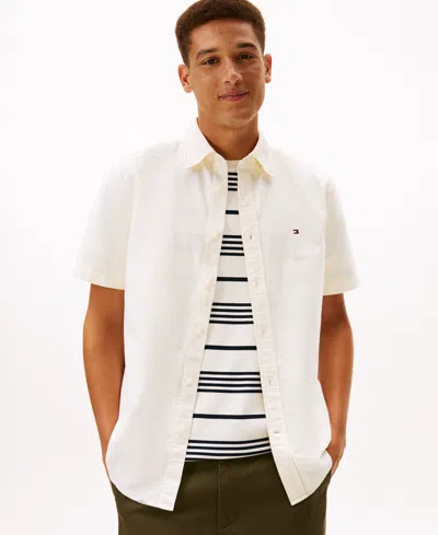 Tommy Hilfiger Men's Heritage Oxford Short Sleeve Shirt In White