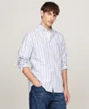Tommy Hilfiger Mens Striped Cotton Button-down Shirt In Cloudy Blue