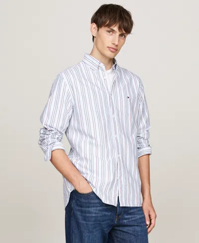 Tommy Hilfiger Mens Striped Cotton Button-down Shirt In Multi