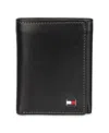 Tommy Hilfiger Men's Hidden Zipper Trifold Rfid Wallet In Black