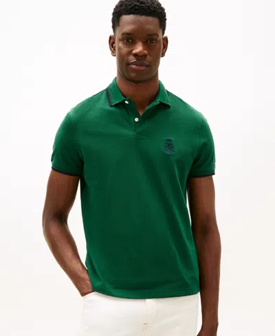 Tommy Hilfiger Regular Fit Crest Logo Pique Polo In Green
