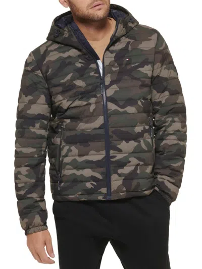 Tommy Hilfiger Men's Hooded Puffer Jacket In Camouflage