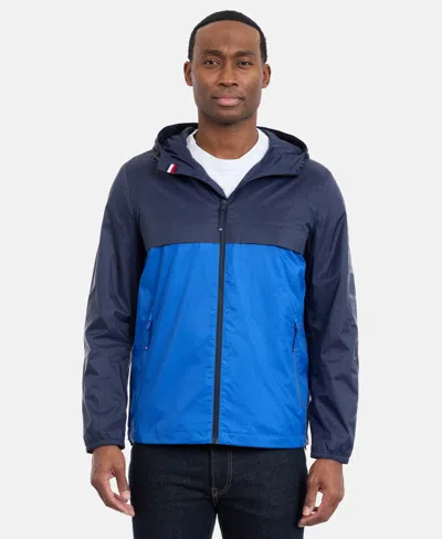 Tommy Hilfiger Men's Hooded Windbreaker Jacket In Blue