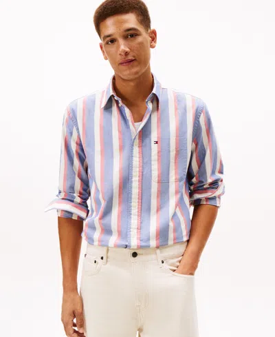Tommy Hilfiger Men's Icon Stripe Heritage Tailored Fit Shirt In Blue