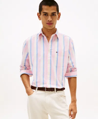 Tommy Hilfiger Men's Icon Stripe Heritage Tailored Fit Shirt In Pink