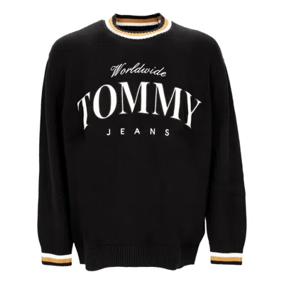 Tommy Hilfiger Men's Lightweight Crewneck Sweatshirt Boxy Varsity Crewneck Ext Black
