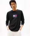 Tommy Hilfiger Men's Linear Flag Graphic Long Sleeves T-shirt In Black
