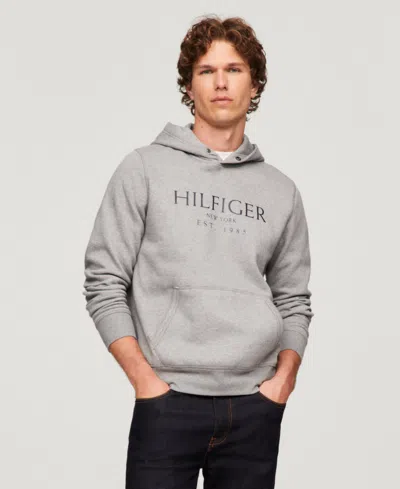 Tommy Hilfiger Men's Logo Hoodie In Medium Grey Heather