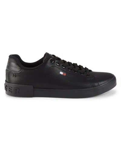 Tommy Hilfiger Men's Logo Low Top Sneakers In Black