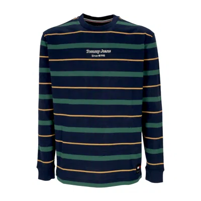 Tommy Hilfiger Men's Long Sleeve T-shirt Regular Stripe L/s Tee Dark Night Navy In Multi