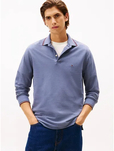 Tommy Hilfiger Men's Long-sleeve Tommy Wicking Polo In Blue