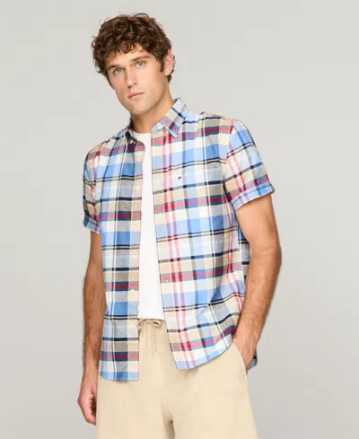 Tommy Hilfiger Men's Madras Heritage Plaid Oxford Shirt In Medium Red,check