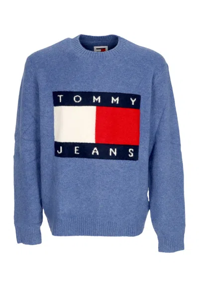Tommy Hilfiger Men's Melange Flag Sweater Bright Blue Melange In Azzurro Blu E Verdi