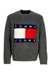 Tommy Hilfiger Bold Flag Mixed Yarn Sweater In Grigio Neri E Grigi