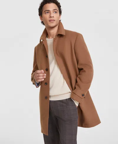 Tommy Hilfiger Men Classic Melange Overcoat In Dark Camel