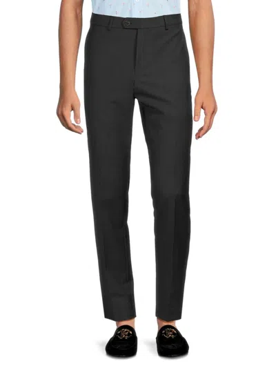 Tommy Hilfiger Halloway Mens Satin Trim Wool Dress Pants In Charcoal