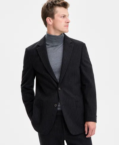 Tommy Hilfiger Men's Modern-fit Knit Pinstripe Suit Separate Jacket In Black
