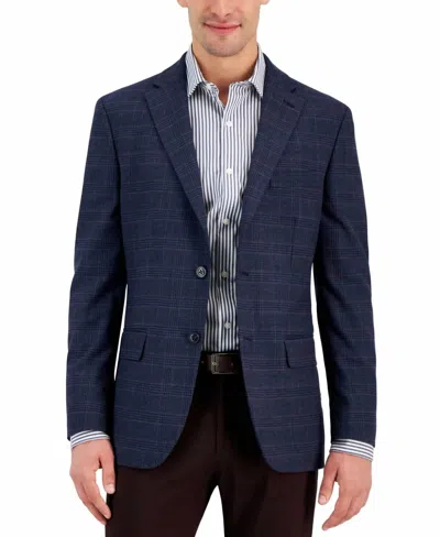 Tommy Hilfiger Men's Modern Fit Sport Coat Blazer In Navy Blue Plaid
