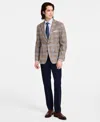 Tommy Hilfiger Men's Modern-fit Windowpane Plaid Sport Coat In Tan,blue