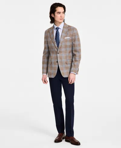 Tommy Hilfiger Men's Modern-fit Windowpane Plaid Sport Coat In Tan,blue