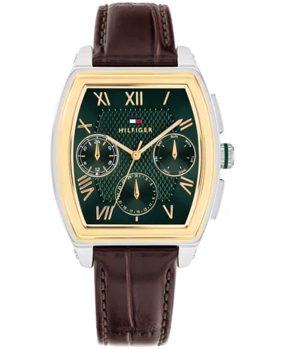 Tommy Hilfiger Men's Multifunction Dark Brown Leather Bracelet Watch, 36mm